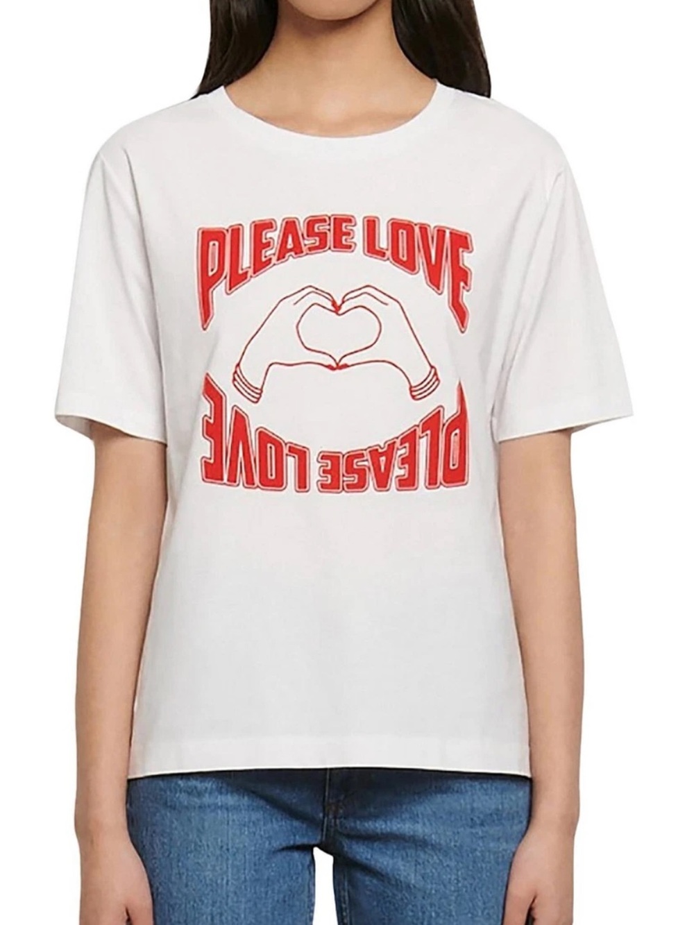 Sandro Please Love White & Red T-Shirt